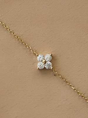 S925 Silver Gold Plated Sterling Silver Bracelet Women's Fine Mini Four-leaf Clover Light Luxury Japanese and Korean Design Elegant HME