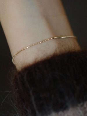 S925 Sterling Silver 14K Gold Bracelet Simple Elegant Light Luxury Extremely Fine and Small Gold Bean Beads Hand Jewelry for Women