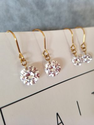 S925 Sterling Silver Plated 14K Gold Minimalist Super Flash 5A Zircon Ear Hook Earrings Commuter Advanced HME