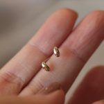 S925 Silver Plated 14K Gold Surface Oval Simple Mini Mini Gold Bean Sterling Silver Earrings Ins Style All-Match