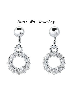 S925 sterling silver plated gold-plated full diamond wreath earring studs women's small ring earrings simple earrings design earrings with diamonds Ouni Na