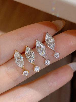 Horse's Eye Star Mans S925 Silver Plated 18K Gold Shaking Water Drops Zircon Women's Ins Light Luxury High-end Earrings All-match