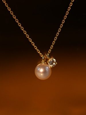 925 Sterling Silver Plated 18K Gold Pearl Bead Necklace Simple French Clavicle Chain Single Pendant Small Grain Light Luxury