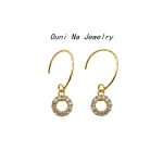 S925 Sterling Silver Plated 14K Gold Small Ring Zircon Earrings Simple Design All-match Elegant Flower Earrings Ouni Na
