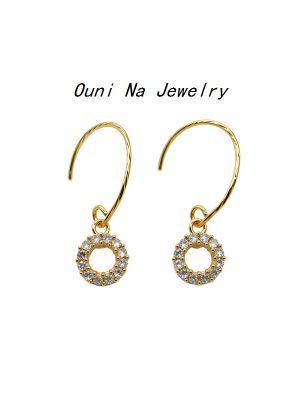 S925 Sterling Silver Plated 14K Gold Small Ring Zircon Earrings Simple Design All-match Elegant Flower Earrings Ouni Na