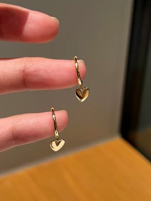 S925 Sterling Silver Plated 18K Gold Face Love Ear Drop Earrings Women's Korean Style Light Luxury High-end Ear Ring Ins Style Earrings