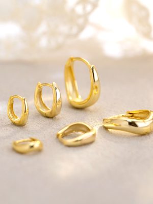 S925 Sterling Silver Irregular Geometric Plain Ring Ear Buckle Women's Hepburn Style Retro Simple Gapped Earrings for Women