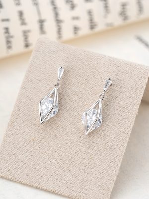 S925 Sterling Silver Ultrafine Zircon Geometric Diamond Earrings Women's Sun Light Simple Elegant High-grade All-match Earrings