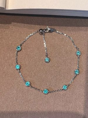 S925 Sterling Silver Platinum Plated Paraiba Zircon Classic Bubble Diamond Fine Bracelet Women's Simple Light Luxury HME