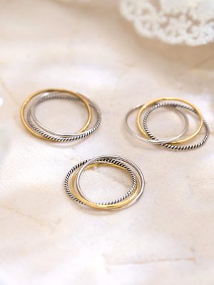S925 Sterling Silver Multi-Layer Plain Ring Women's Simple Korean Style Cold Style Finger Ring Commuter All-Match Design Ring