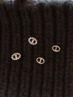 S925 Sterling Silver Plated 14K Gold Mini Pig Nose H Letter Earrings Ins Star Earrings Female Ouni Na