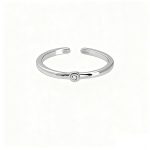 color: White Gold-Single Drill / size: Open Ring