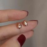 Flash Diamond Gold Bean ~ S925 Sterling Silver Plated 18K Gold Geometric Oval Zircon Earrings Small and Delicate Advanced Earrings