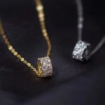 S925 Sterling Silver Gold Plated Full Diamond Kaleidoscope Necklace Women's Exquisite Shining Design Zircon Inlaid Clavicle Chain Ouni Na