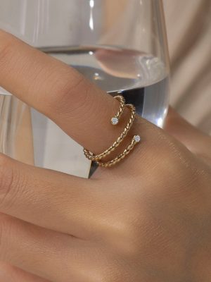 S925 Sterling Silver Plated 14K Gold Multi-layer Winding Ring Women's Twist Diamond Light Luxury Index Finger High-end Jewelry Women's Ouni Na