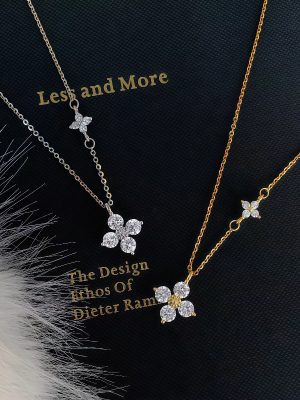 S925 Sterling Silver Plated 18K Gold Twin Flower Four-leaf Clover Pendant Necklace Women's High-grade Light Luxury Fashion All-match Clavicle Chain