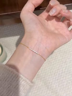 S925 Sterling Silver Plated 18K Gold Rows Diamond Bracelet Women's Light Luxury All-match High-end Bracelet Ins Korean-style Jewelry