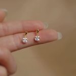 Direct supply S925 sterling silver gold-plated French sugar earrings female princess wind water drop square zircon earrings summer Ouni Na