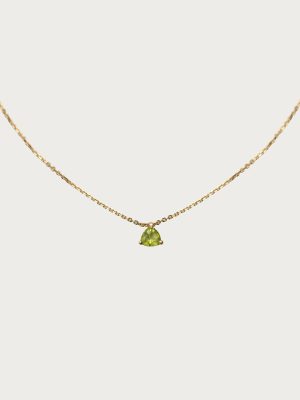 Small Fresh ~ S925 Silver Plated 14K Gold Olive Green Zircon Clavicle Chain Necklace Female Mini Pendant Gift for Girlfriend HME