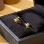color: Gold Opal Stud Earrings