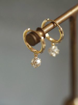 S925 Sterling Silver Plated 14K Gold Glitter Ball Ear Ring Zircon Fashion Simple Small Earrings Sterling Silver Earrings for Women