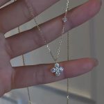 Twin Four-leaf Clover Necklace Women's S925 Silver Plated 18K Gold Design Ins High-grade Simple Exquisite Clavicle Chain