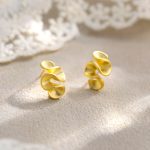 color: Wave Stud Earrings-Gold / size: opening adjustable]