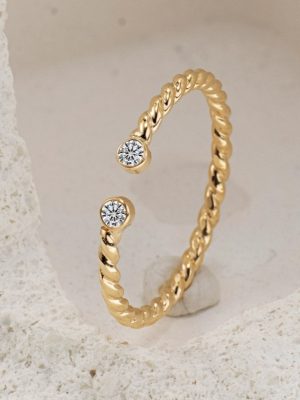 Stacked High-grade Tail Ring S925 Sterling Silver Gold Plated Twist Series Zircon Open Ring Female Ouni Na