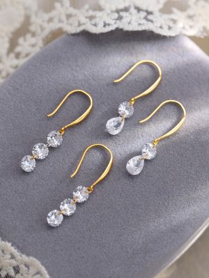 S925 Sterling Silver Ultra Flash Zircon Tassel Ear Hook Women's Simple Light Luxury Joker Delicate Drop Earrings Wholesale