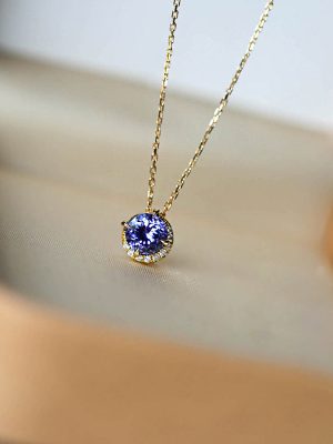 S925 Sterling Silver Plated 14K Gold Blue Danube Moon Necklace Women's Japanese Wave Light Ripple Ocean Pendant Collarbone