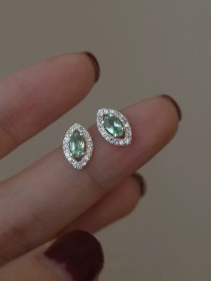 S925 Sterling Silver Plated 14K Gold Baikal Lake Apatite Earrings Women's Unique High-grade Exquisite Earrings Ouni Na