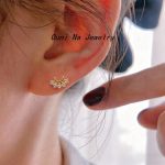 S925 Sterling Silver Plated 14K Gold Star Moon Earrings with Zircon Light Luxury Elegant Earrings Support Mixed Batch Ouni Na