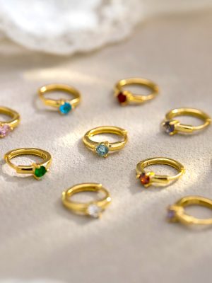 Korean s925 full-body sterling silver twelve constellation aquamarine earrings single diamond birthstone earrings earrings women