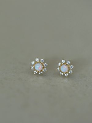 S925 Sterling Silver Plated 14K Gold Dream Atmosphere Opal Exquisite Zircon Earrings Earrings Heart Matching HME