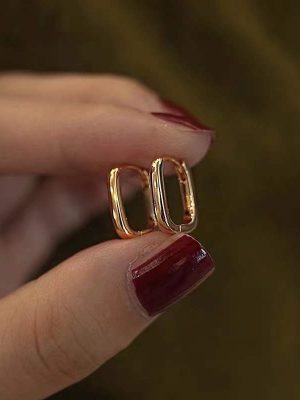 S925 Sterling Silver Plated 14K Gold Ear Buckle Geometric U-shaped Earrings Women's High-grade Light Luxury Earrings Ouni Na
