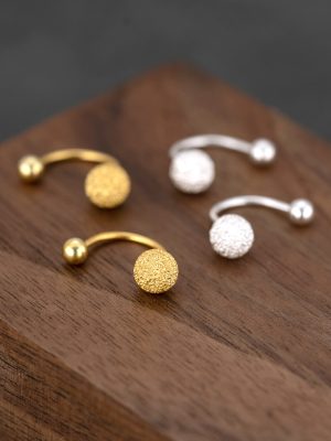 S925 Sterling Silver Flash Sand Beads U-shaped Thread Earrings Women's Fashionable All-match Simple Personalized Ear Holes Earrings
