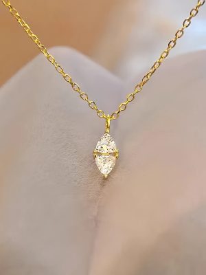 S925 Sterling Silver Plated 14K Gold Minimalist Exquisite Geometric Smart Pendant Necklace Women's Design Mini Clavicle Chain