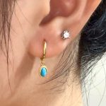 925 Sterling Silver Plated 18K Gold Natural Turquoise Ear Drop Earrings Women's Fashion Design Ear Buckle Personalized Vintage