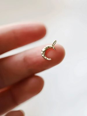 S925 Sterling Silver Plated 14K Gold Mini Ripple Moon Pendant Necklace Women's Simple Fashion All-match Clavicle Chain