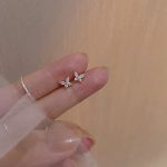 S925 Sterling Silver Plated 14K Gold Small Butterfly Diamond Earrings Women's Mini Small and Exquisite Elegant Design Earrings Ouni Na