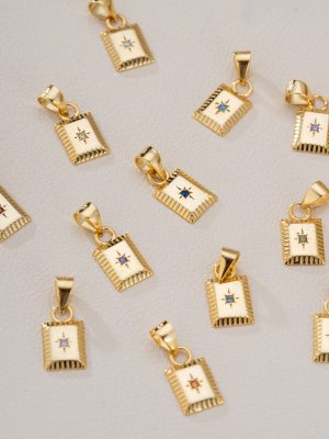 S925 sterling silver square twelve birthstone star pendant women's light luxury simple Joker necklace DIY accessories wholesale