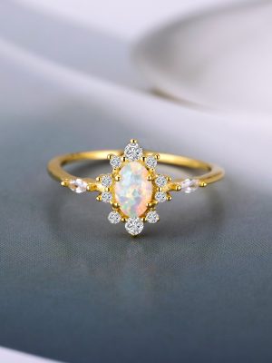 Palace style autumn and winter new s925 sterling silver Opal stone ring women's French retro high-grade ring
