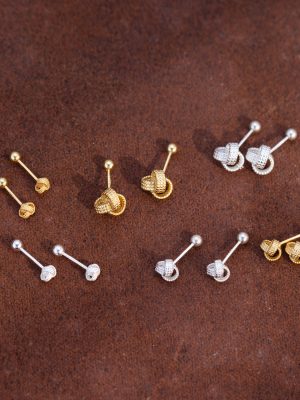 New S925 Sterling Silver Ruyi Knot Screw Screw Ear Nail Women's Simple Fashion Elegant All-match Distinctive Ear Nail