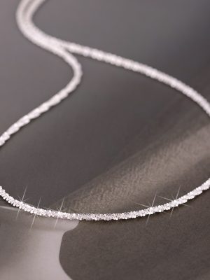 S925 Sterling Silver Sparkling Stars Necklace Women's Flash Fashion Simple High-grade Twisted Cauliflower Clavicle Chain