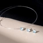 color: Fireworks Cut Ice Blue Zirconium / Style: Necklace: 6mm (45cm long)