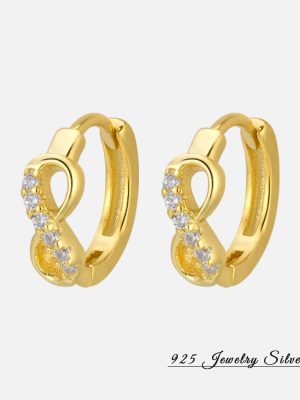 Micro-inlaid Zircon 8-character Twisted Earrings s925 Sterling Silver Simple Infinite Symbol Superior Ear Buckle for Women