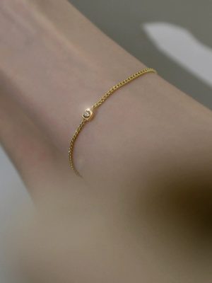 S925 Sterling Silver Plated 14K Gold Diamond Cuban Bracelet Women's Retro Geometric Design Advanced Japanese Style Light Luxury Jewelry Ouni Na