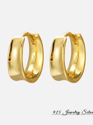 concave circle minimal wind earrings female 925 sterling silver smooth geometric plain ring ear buckle wholesale