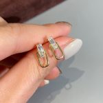 S925 sterling silver plated 18K gold paper clip earrings inlaid zircon simple versatile temperament luxury HME