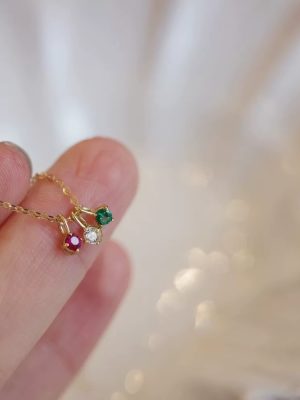 S925 Sterling Silver Plated 14K Gold 2.5mm Mini Zircon Pendant Necklace Women's Tricolor Optional Light Luxury Compact Clavicle Chain Ouni Na